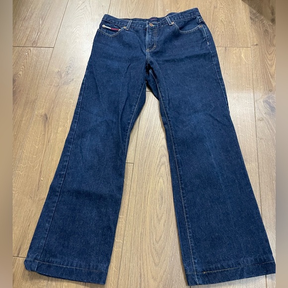 Tommy Jeans Tommy Hilfiger Vintage Wide Leg Size 13 Hemmed Pants Medium Wash - Picture 7 of 7